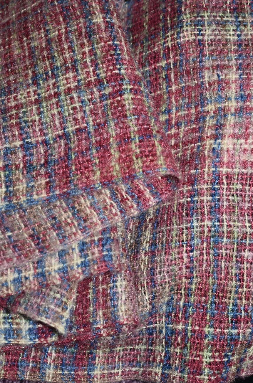 soft checkered woolen cloth in stack