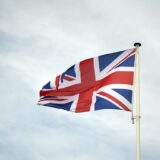 UK flag, blue sky
