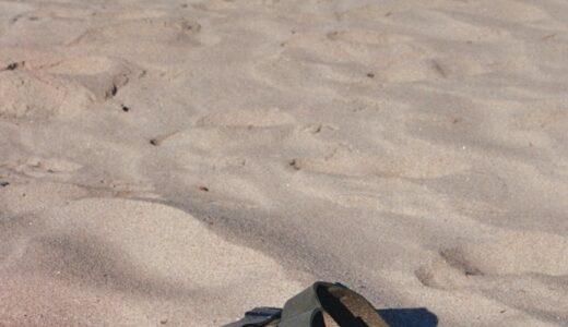 a birkenstock at the beach sand