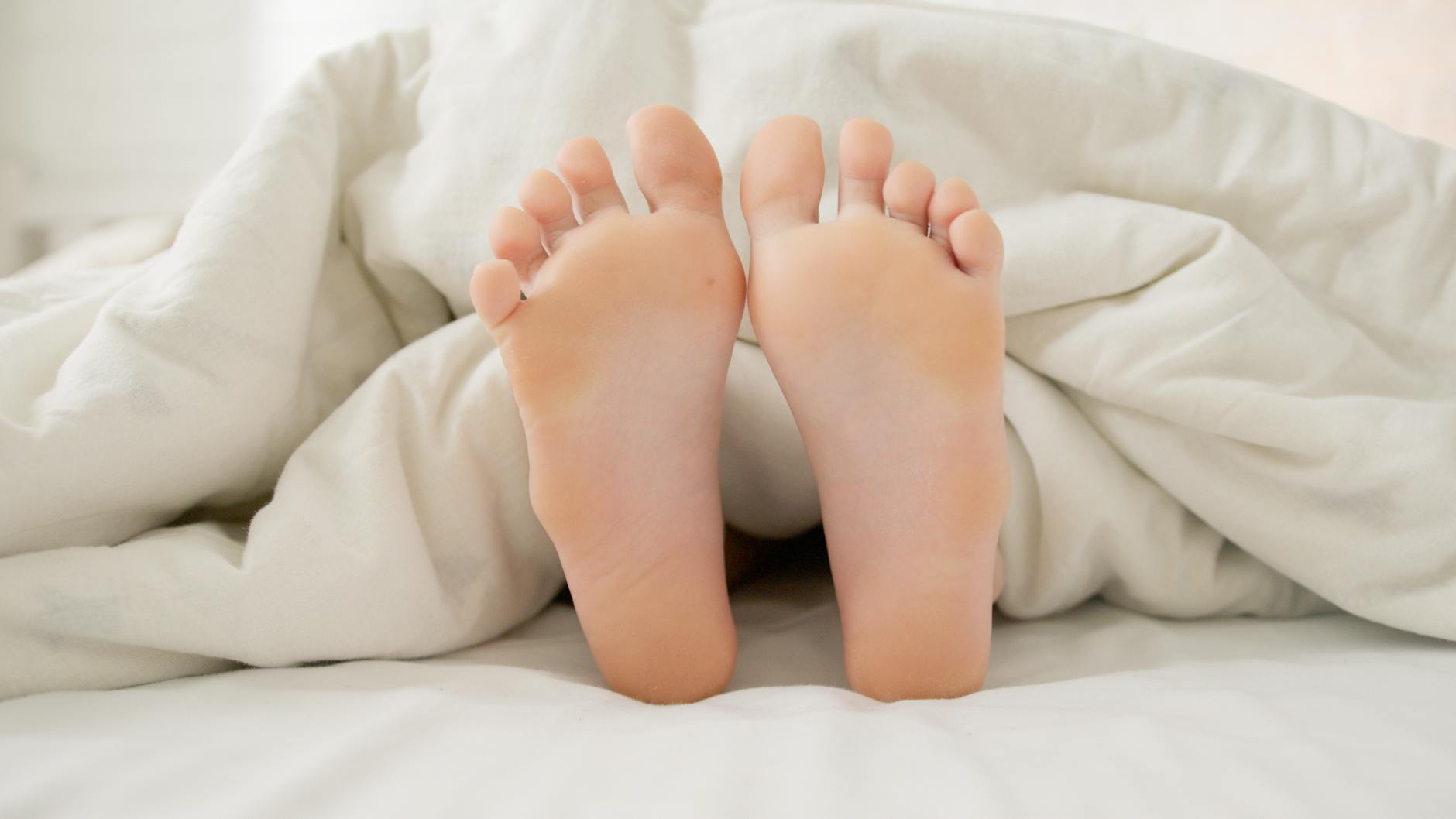 a child s sole on bed